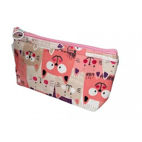 Necessaire estojo P  gatinhos floquinhos rosa